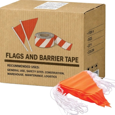 Carton of 20 Orange Bunting Flag Line for Site Barricade 30m