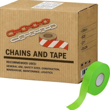 Carton of 80 Packs Maxisafe Fluoro Lime Flagging Tape 25mm x 100m