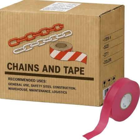 Carton of 80 Packs Maxisafe Fluoro Red Flagging Tape 25mm x 100m