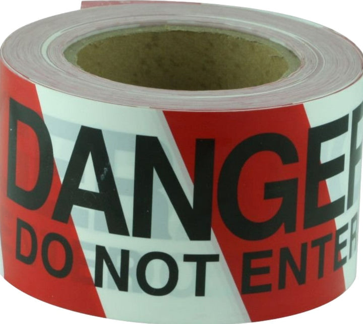 Maxisafe Barricade Tape Danger do not enter - black on red &amp; white - 100 metre roll x 75mm width