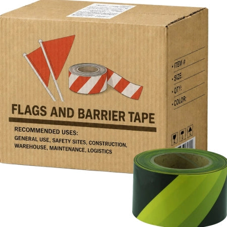 Carton of 20 Packs Maxisafe Yellow Black Barricade Tape