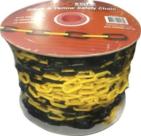 Maxisafe Black & Yellow Safety Chain - 40m Roll
