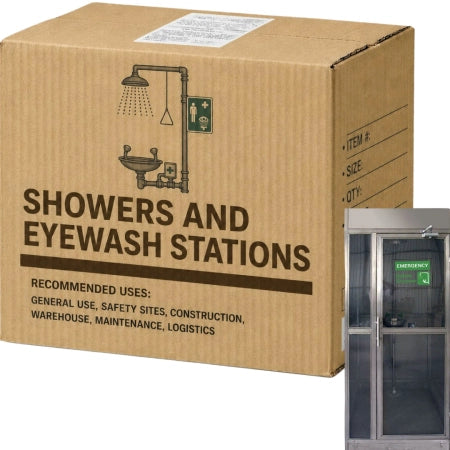 Carton of 3 Packs Maxisafe Enclosed Stainless Steel Decontamination Shower Eye Face Wash Booth Emergency Wash Station