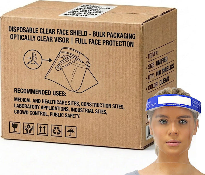 Carton of 50 Packs Maxisafe Disposable Clear Face Shield