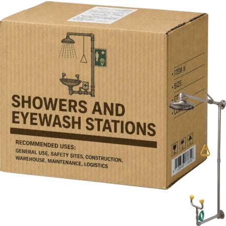 Carton of 5 Stainless Steel Wall Mounted Shower and Eye Face Wash Unit