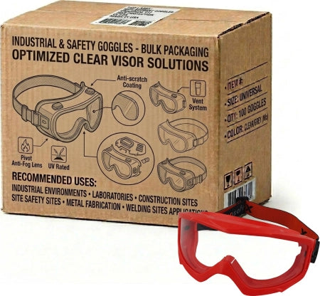 Carton of 10 Packs MaxiPRO Clear Safety Goggles for Faceshield EUV350-C