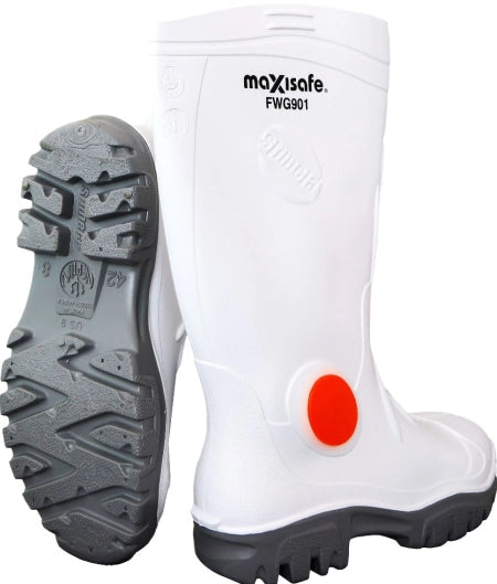 Maxisafe Stimela Executive White Gumboot with Safety Toe - size 14