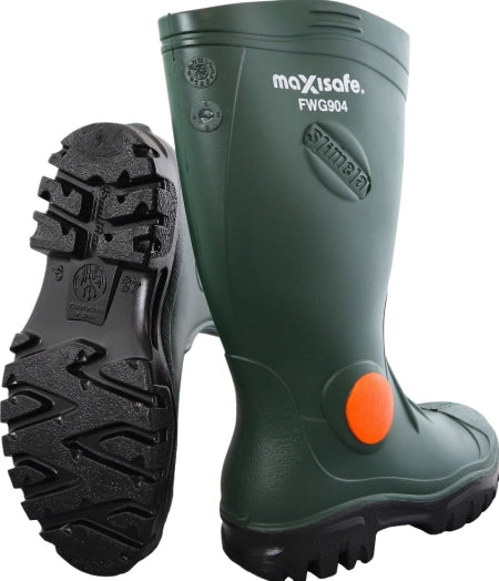 Maxisafe Foreman Green Gumboot w/ Safety Toe - size 4
