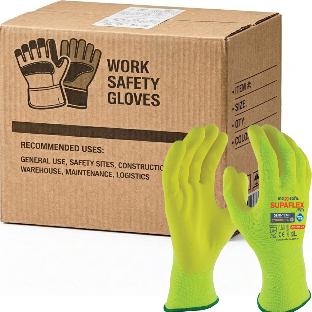 Carton of 120 Maxisafe SupaFlex Hi-Vis Yellow Glove with Micro-foam Coating 2