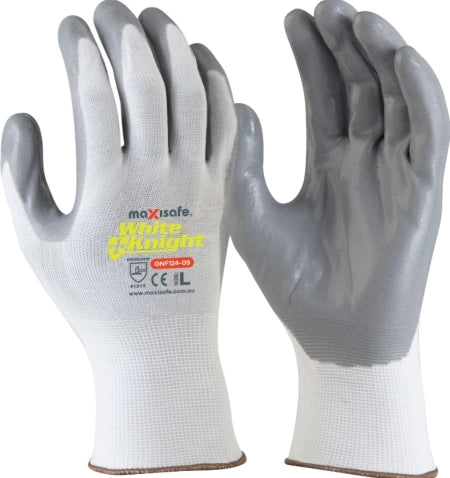 Maxisafe White Knight Synthetic Glove with Grey Foam Nitrile Palm
