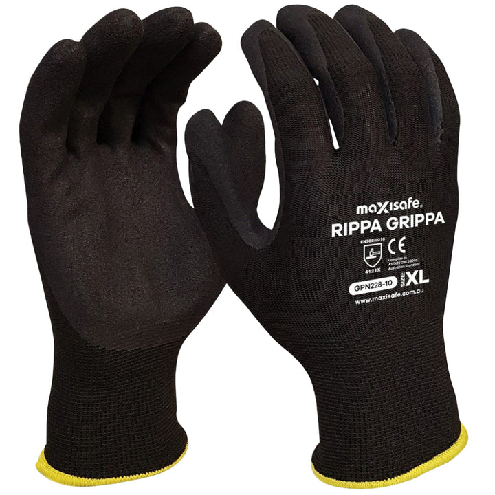Maxisafe Rippa Grippa Black Nitrile Coated Synthetic Glove