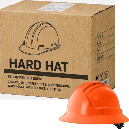 Carton of 10 Maxisafe Tuffgard FullBrim Hard Hat Ratchet Harness Vented - Fluro Orange