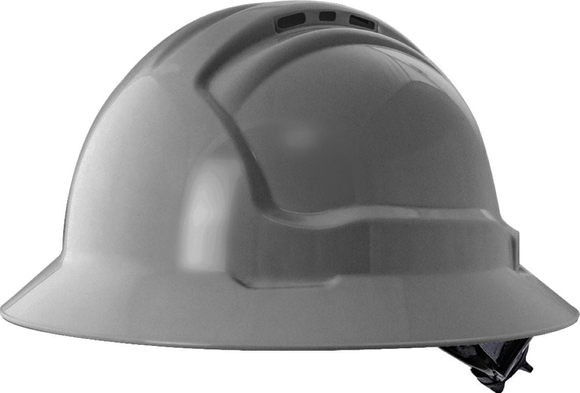 Maxisafe Tuffgard FullBrim Hard Hat - Ratchet Harness - Vented - Grey