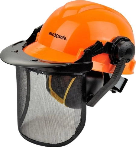 Maxisafe Forestry Kit with Orange Hard Hat, Mesh Visor & Earmuffs