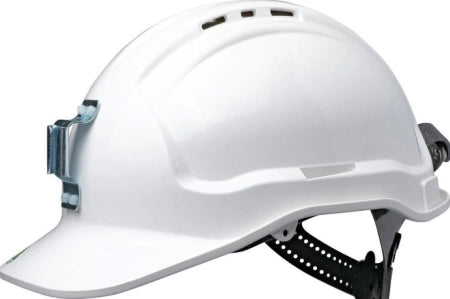 Maxisafe Tuffgard Vented Hard Hat with Sliplock Harness and metal lamp bracket