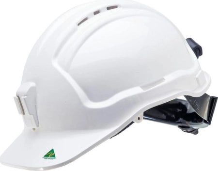 Maxisafe Tuffgard Vented Hard Hat with Ratchet Harness and poly lamp bracket