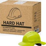 Carton of 10 Packs Maxisafe Fluro Yellow Broad Brim Vented Hard Hat Ratchet Hi-Vis Head Protection