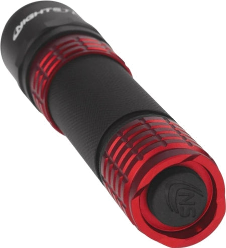 Maxisafe Red/Black Tactical Flashlight with Holster - USB rechargeable