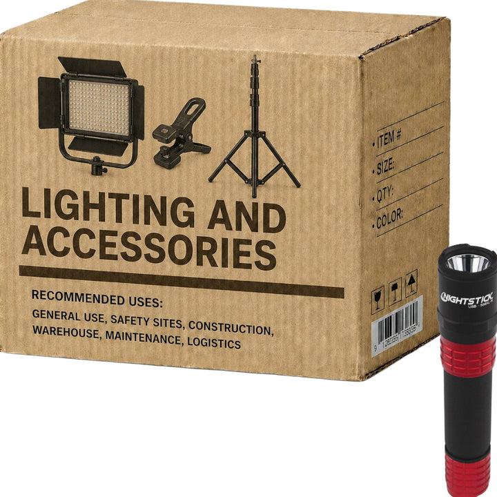Carton of 2 Red Black Tactical Flashlight with Holster USB Rechargeable