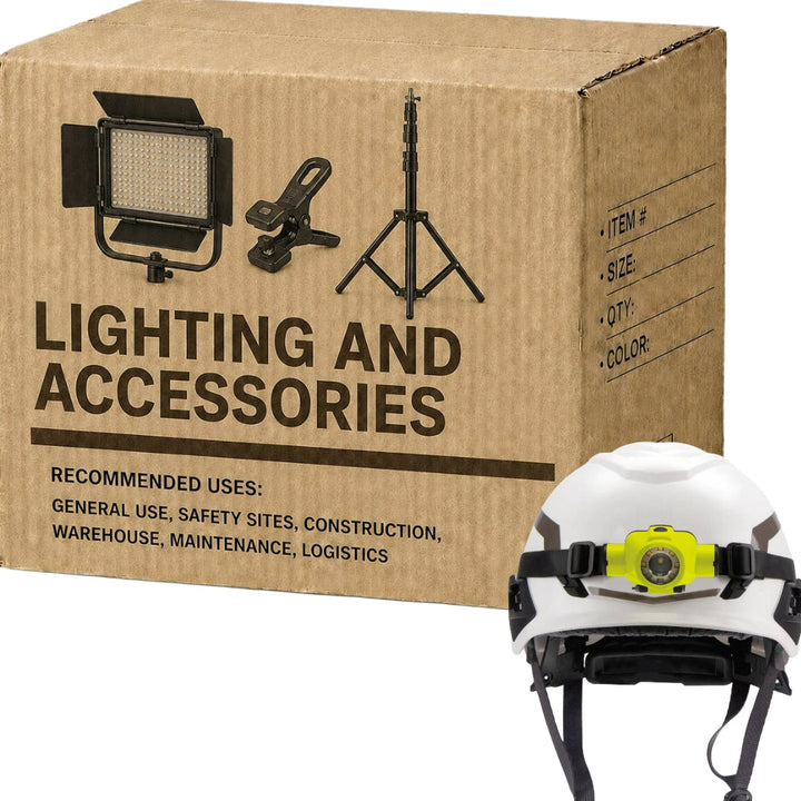 Carton of 6 Packs Maxisafe Dual Light USB Rechargeable Headlamp with Helmet Mount