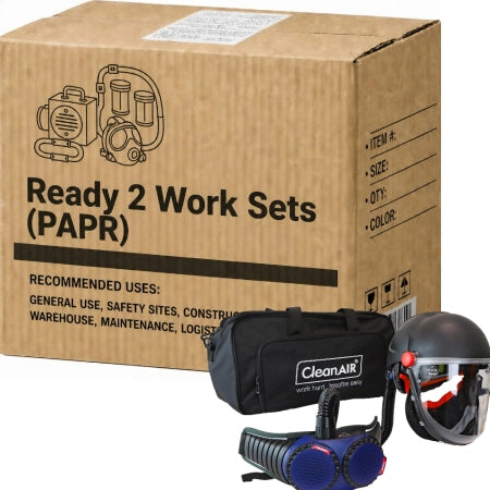 Carton of 5 Packs CleanAIR CA-40G AerGO Hard Hat with Cylindrical Visor and PAPR Kit