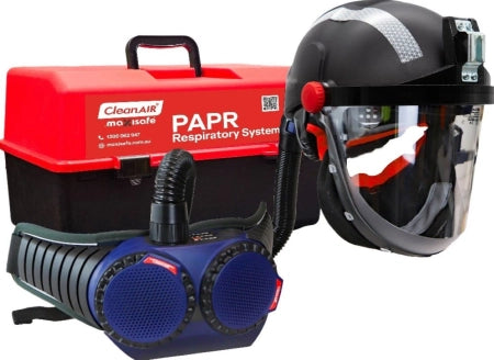 Maxisafe Ready 2 Work Tunnelling Kit - CA-40G Helmet & AerGO PAPR with QL hose, heavy duty battery - cylindrical visor + Reflective Tape & Flip-up Lamp Bracket Holder