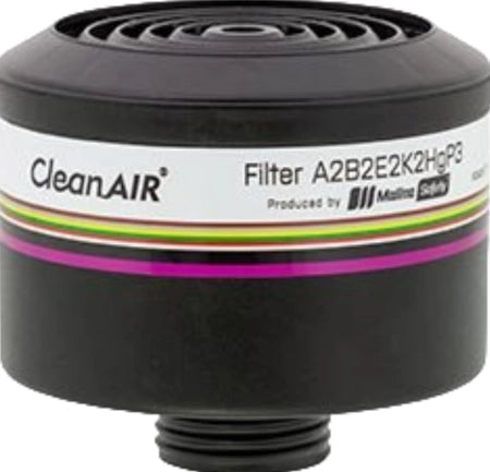 Maxisafe Single A2B2E2K2HgP3 combined filter to suit Chemical 2F/3F and CF02/GX02 full face respirator