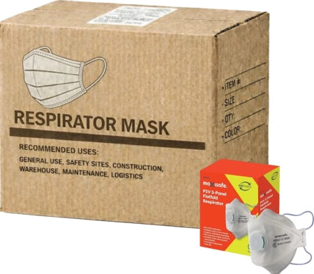 Carton of 12 Boxes Maxisafe P2 3-Panel Flat Fold Respirator with Valve