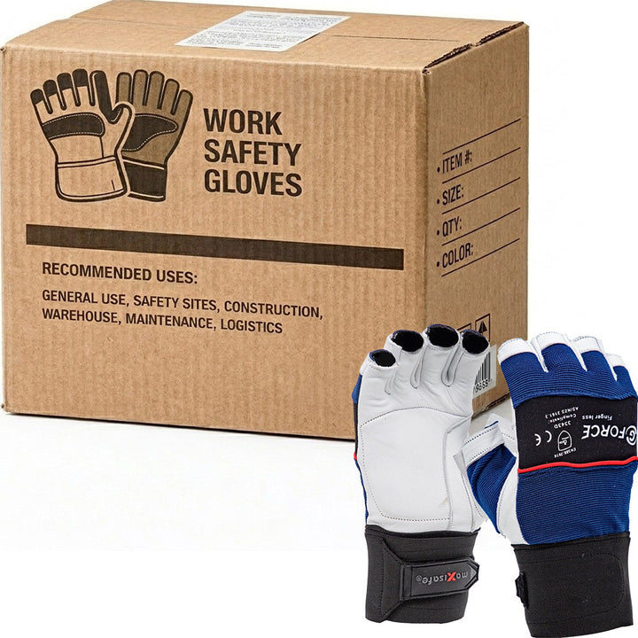 Carton of 120 Pairs G-Force Fingerless Anti-Vibration Mechanics Gloves