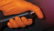 Box of 50 Orange Nitrile Gloves Heavy Duty Diamond Grip Powder Free