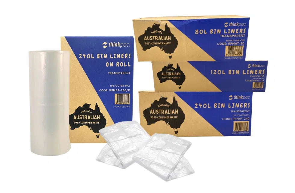 Pallet of 216 Carton 80L Bin Liners - PCR Natural 17 micron (Standard Strength)
