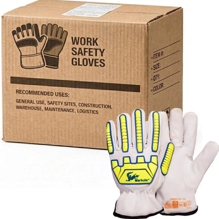 Carton of 72 YSF Martula Cowhide Rigger Cut 5 TPR Cut Resistant Gloves - Medium