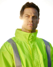Hi-Vis Waterproof FR Anti-Static Safety Barrier Jacket - Fluoro Yellow