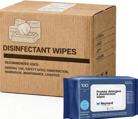 Carton of 6 Reynard Health Premier Detergent and Disinfectant Wipes Soft Pack 45gsm