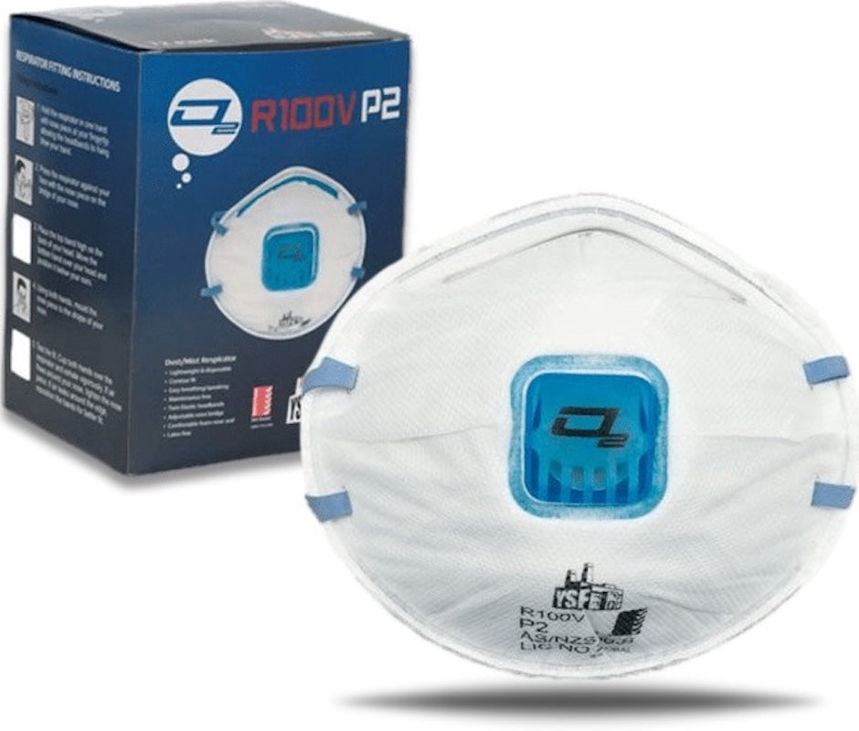 YSF O2 Disposable P2 Valved Respirator Box of 12 (Circle Cut)