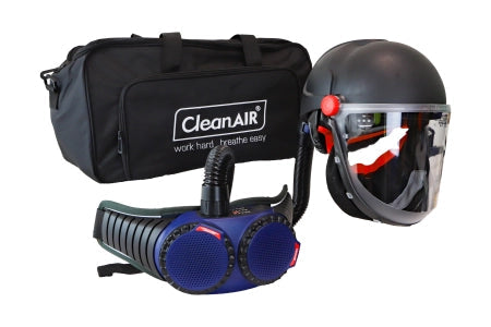 Carton of 5 Packs CleanAIR CA-40G AerGO Hard Hat with Cylindrical Visor and PAPR Kit