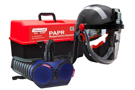 Maxisafe Ready 2 Work Tunnelling Kit - CA-40G Helmet & AerGO PAPR with QL hose, heavy duty battery - cylindrical visor + Reflective Tape & Flip-up Lamp Bracket Holder