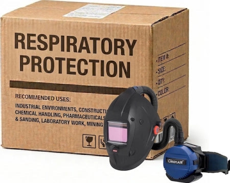Carton of 5 CleanAIR Omnira Face Shield & Basic PAPR Kit with duffel bag