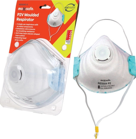 Card of 3 Maxisafe P2 Moulded Respirator with Valve
