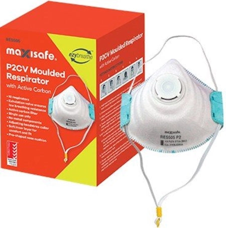 Maxisafe P2 Moulded Respirator with Carbon filter and Valve Box of 10