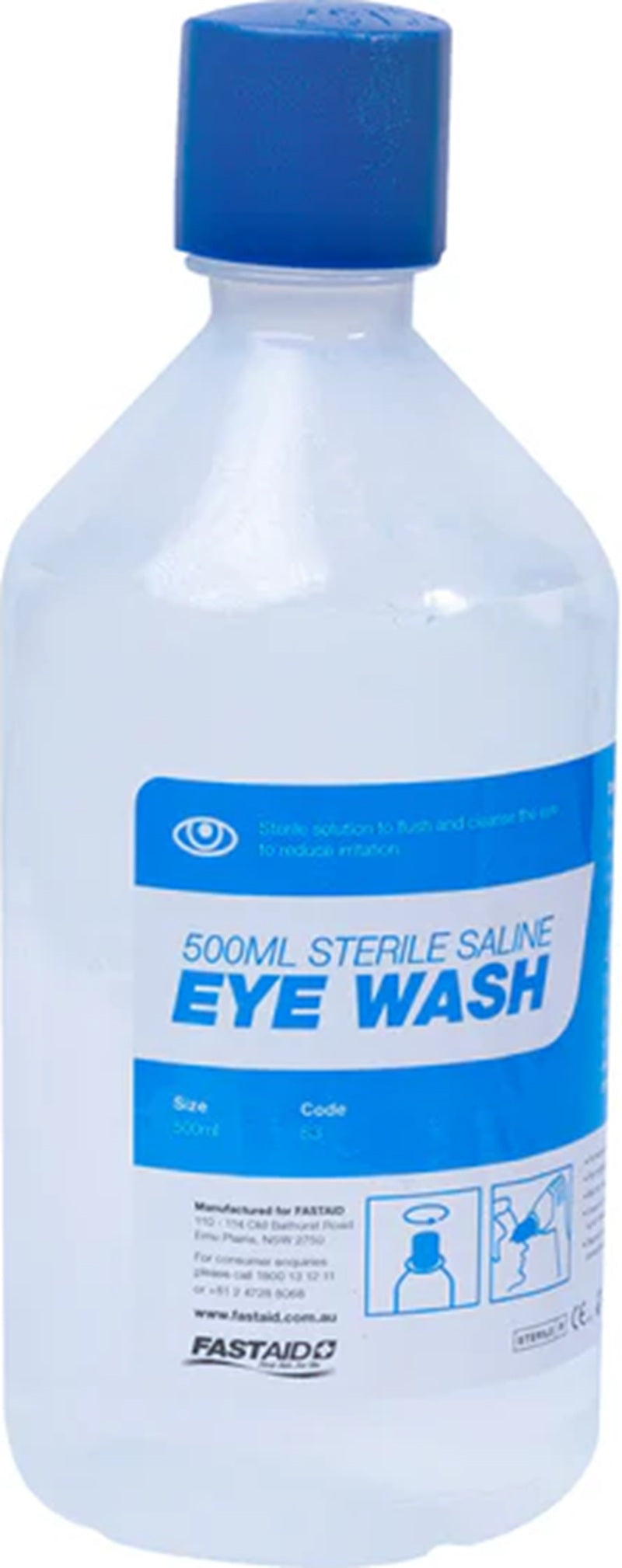 FastAid S3 500ml Eye Wash With Wall Bracket