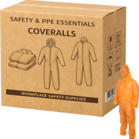 Carton of 100 Combat Orange PP Polypropylene Coverall Disposable - Extra Large