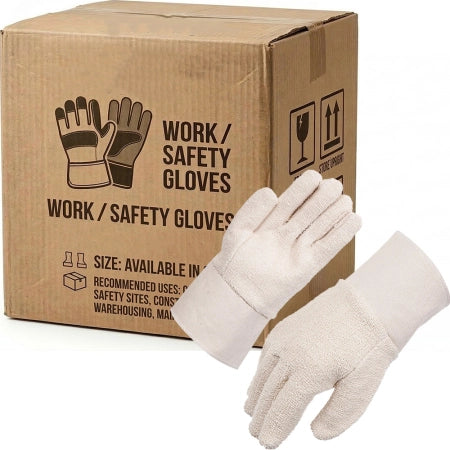 Carton of 60 Terry Cord 28oz Safety Cuff Cotton Gloves