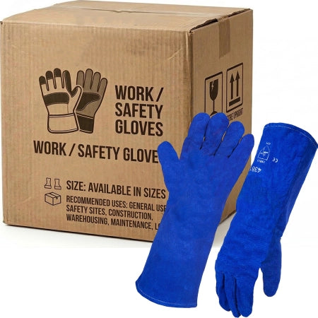 Carton of 60 Split Leather Blue Welding Gloves