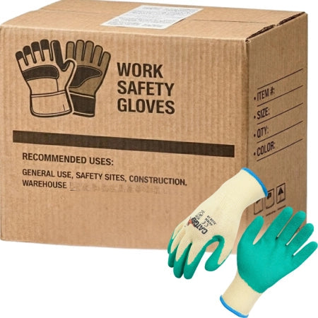 Carton of 120 CATGRIP Green Knitted Polycotton Shell Latex Coated Palm Grip Gloves