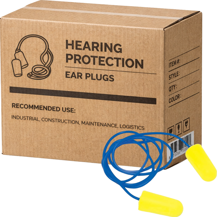 Carton of 1000 Pairs ULTRA SAFE Disposable Corded Earplugs Class 5 -26dB