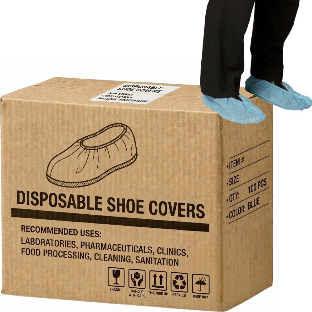 Carton of 1000 Blue Polypropylene Shoe Cover Non Slip Sole