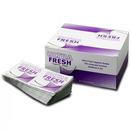 200/Pack Ultra Fresh 70% Isopropyl Alcohol Hygiene Swabs / Alcohol Cleaning Wipes