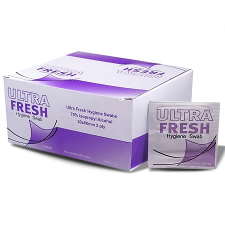 200/Pack Ultra Fresh 70% Isopropyl Alcohol Hygiene Swabs / Alcohol Cleaning Wipes