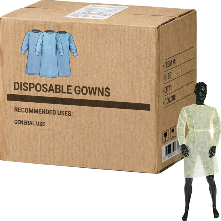 Carton of 50 Ultra Health Isolation Gown PP Yellow - Oversized (XL-3XL)